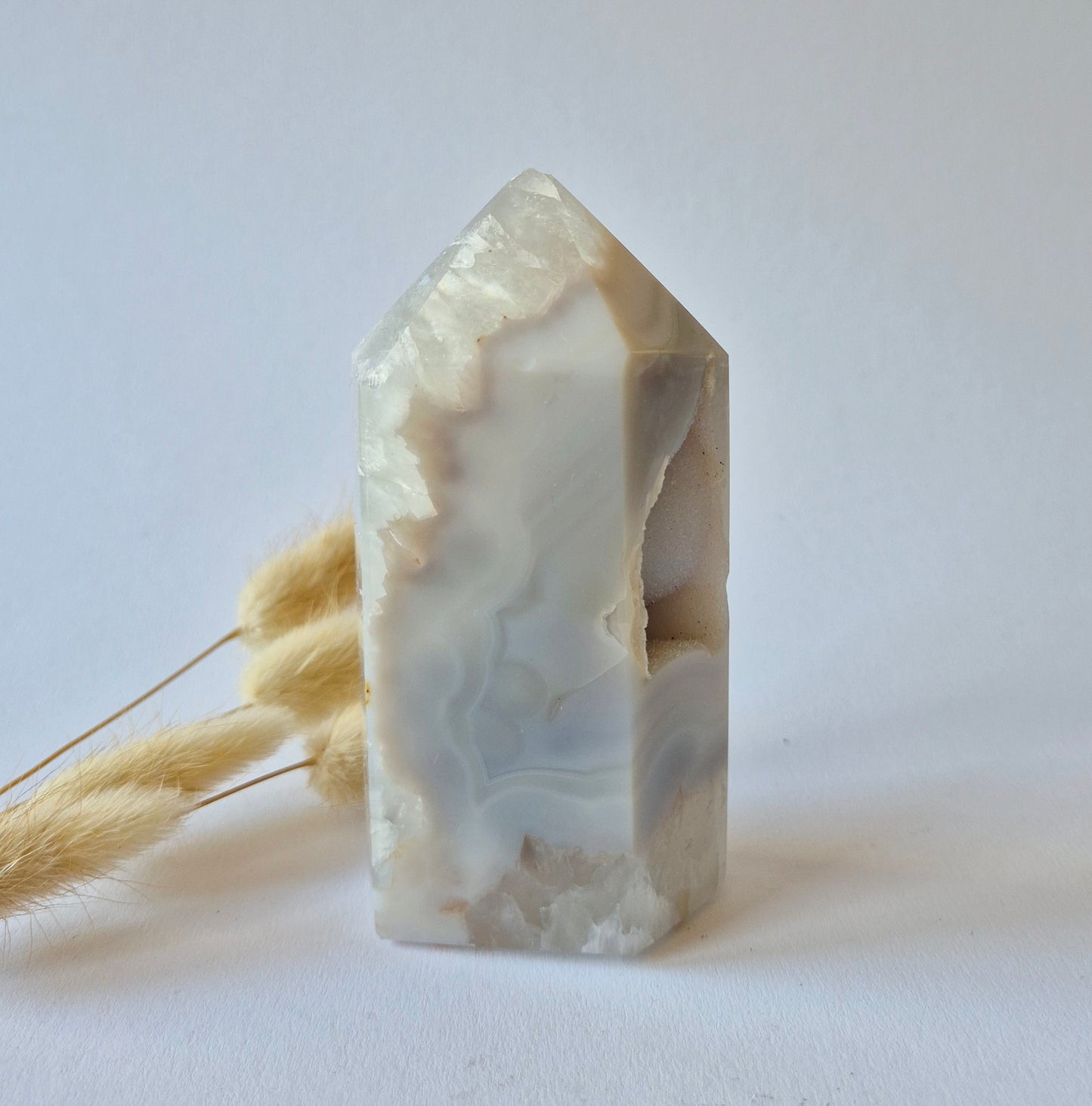 Druzy Agaat Toren uit Uruguay 330 gram | Natuurlijke Geode Edelsteen