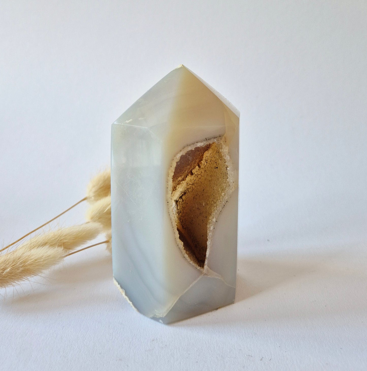 Druzy Agaat Toren uit Uruguay 388 gram | Natuurlijke Geode Edelsteen
