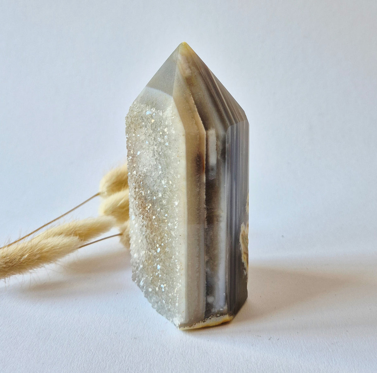 Druzy Agaat Toren uit Uruguay 447 gram | Natuurlijke Geode Edelsteen