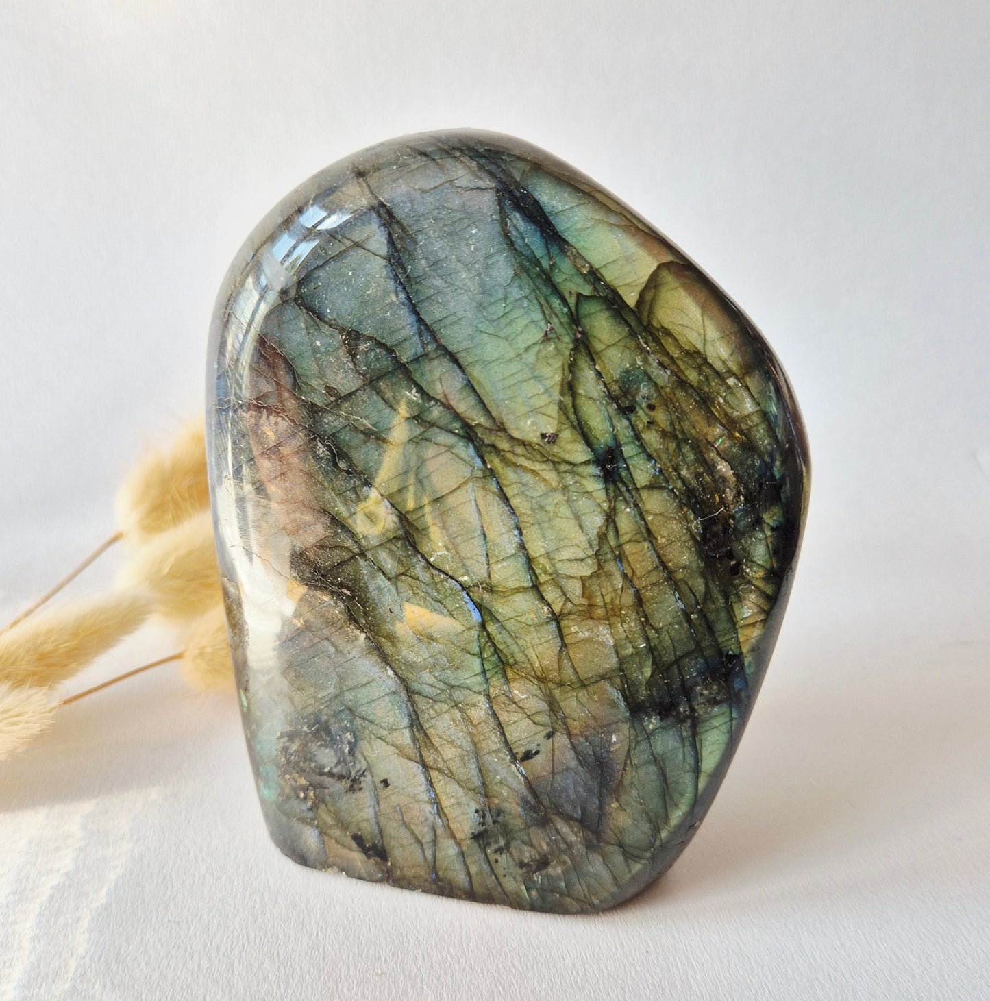 Labradoriet Freeform 975g – High Flash Madagascar Labradoriet – One of a Kind Crystal
