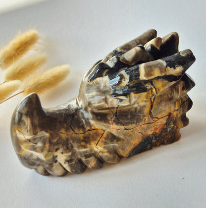 Edelsteen UV-Reactieve Volcano Agate Dragon Skull – 573 g | Mystieke Energie & Spirituele Bescherming
