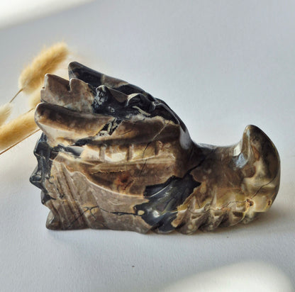 Edelsteen UV-Reactieve Volcano Agate Dragon Skull – 573 g | Mystieke Energie & Spirituele Bescherming