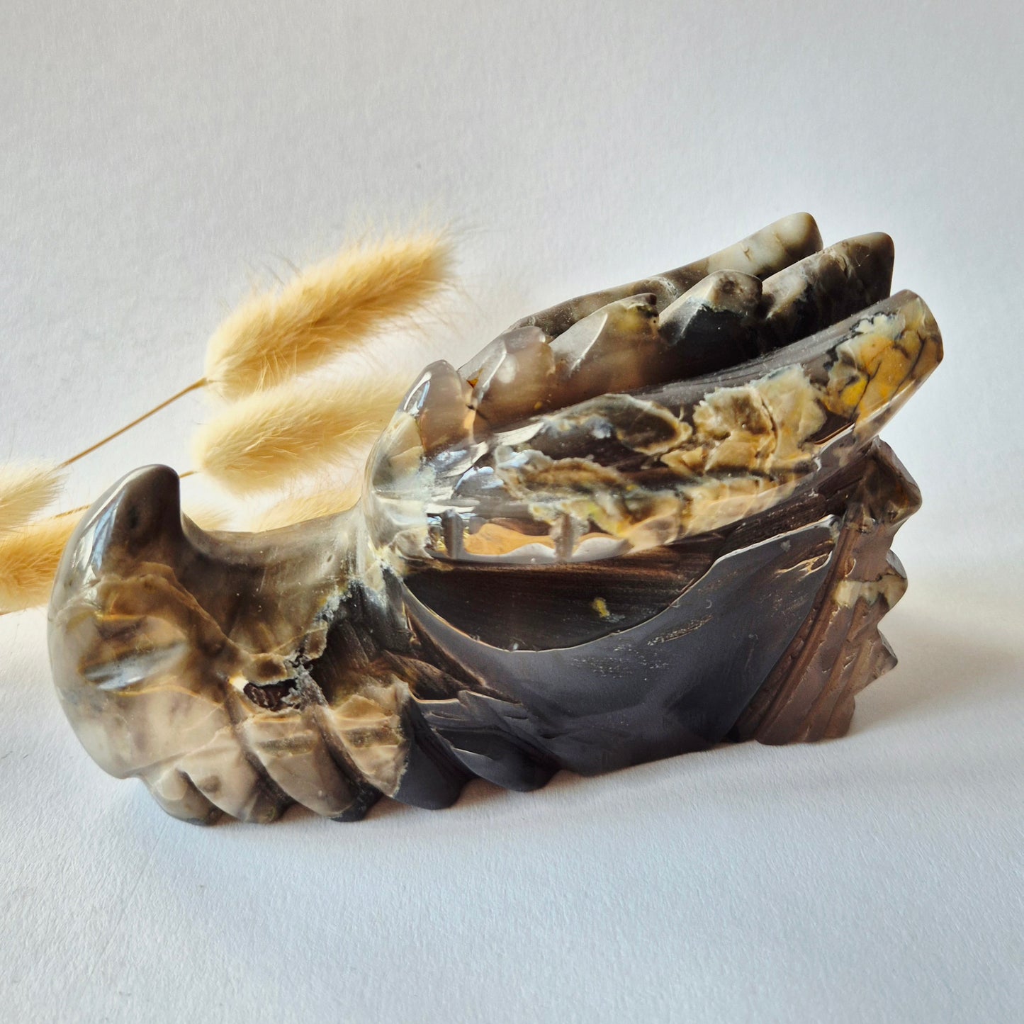 Edelsteen UV-Reactieve Volcano Agate Dragon Skull – 620 g | Mystieke Energie & Spirituele Bescherming