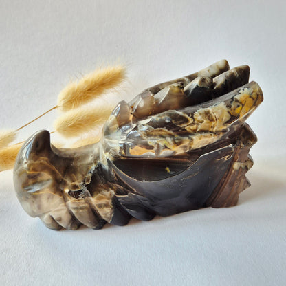 Edelsteen UV-Reactieve Volcano Agate Dragon Skull – 620 g | Mystieke Energie & Spirituele Bescherming