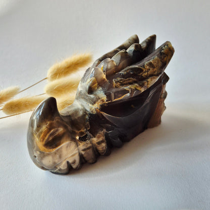 Edelsteen UV-Reactieve Volcano Agate Dragon Skull – 620 g | Mystieke Energie & Spirituele Bescherming