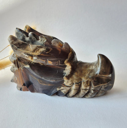 Edelsteen UV-Reactieve Volcano Agate Dragon Skull – 620 g | Mystieke Energie & Spirituele Bescherming