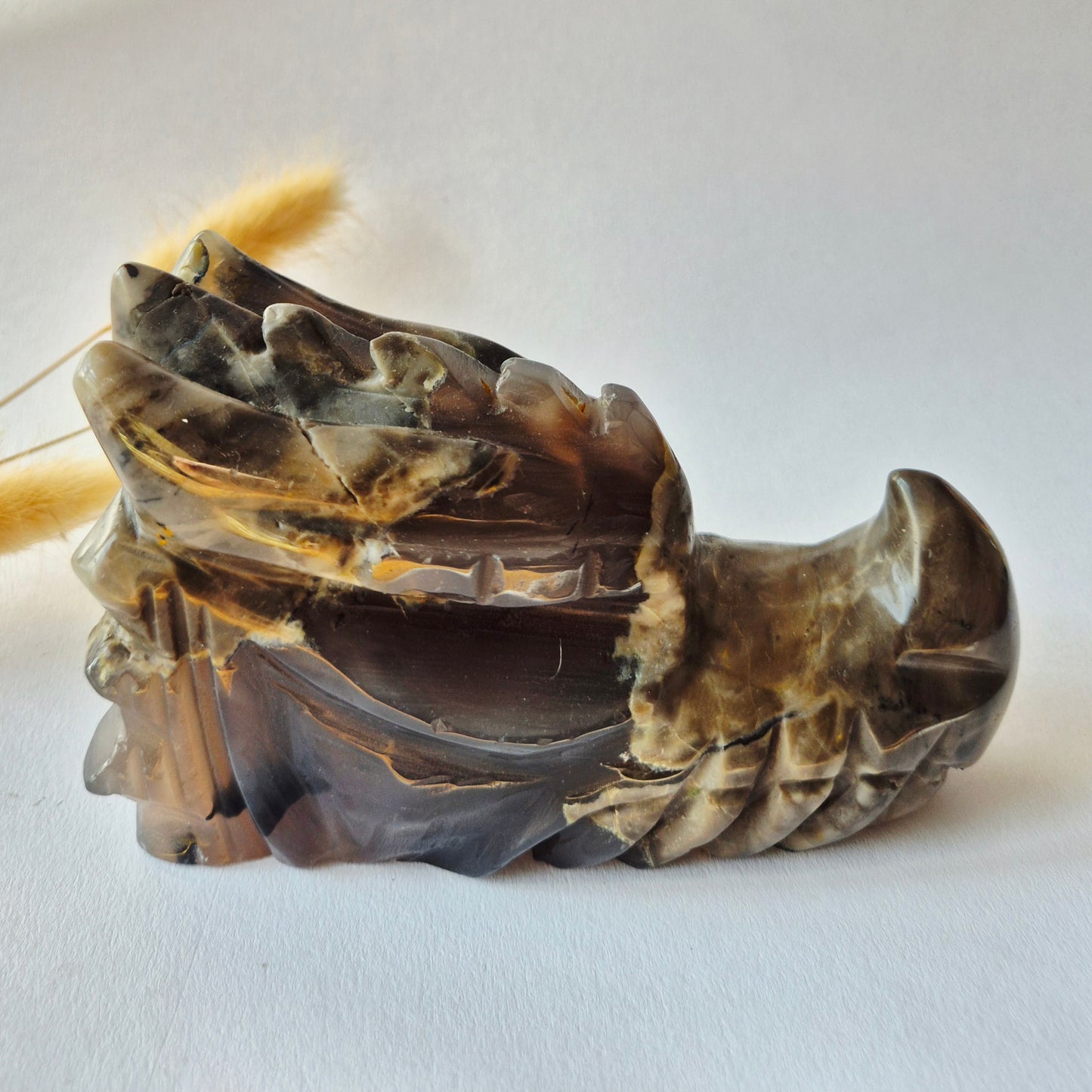 Edelsteen UV-Reactieve Volcano Agate Dragon Skull – 620 g | Mystieke Energie & Spirituele Bescherming