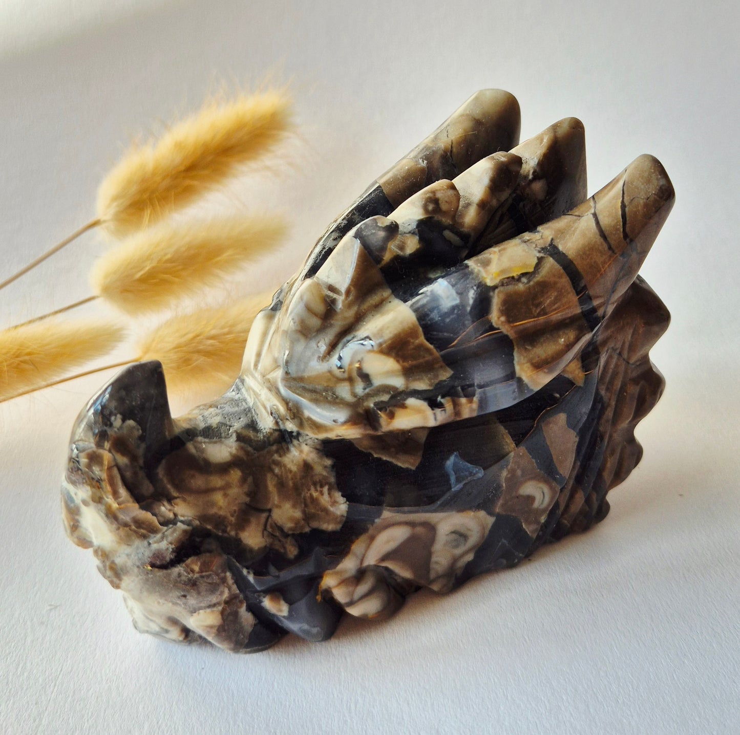 Edelsteen UV-Reactieve Volcano Agate Dragon Skull – 472 g | Mystieke Energie & Spirituele Bescherming