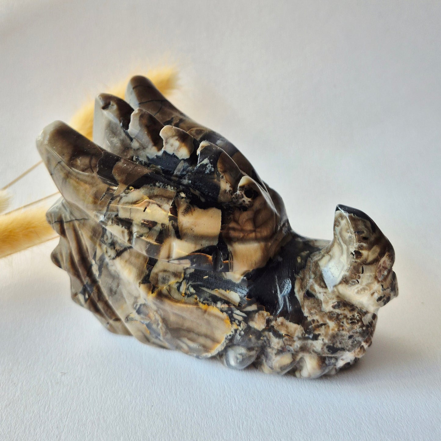 Edelsteen UV-Reactieve Volcano Agate Dragon Skull – 472 g | Mystieke Energie & Spirituele Bescherming