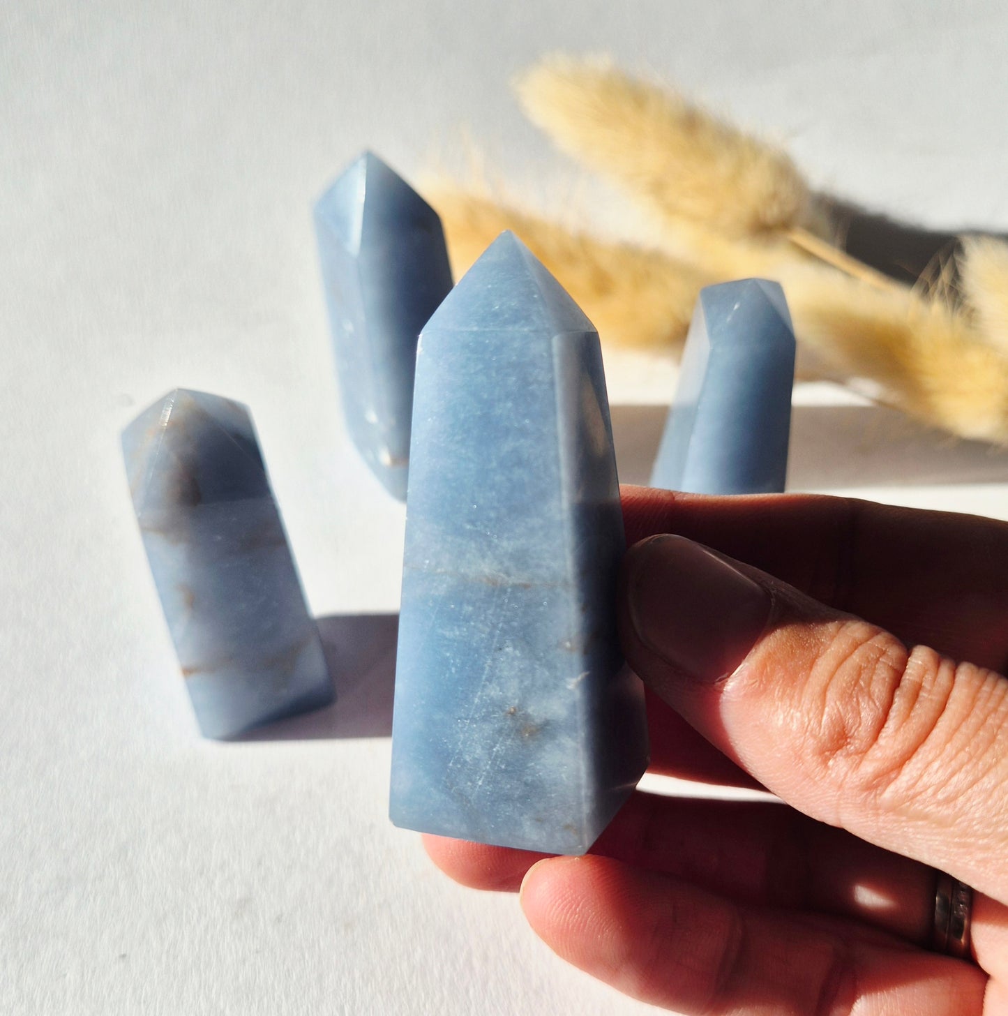 Gemstone Rhodonite Obelisk Tower - 8-10cm