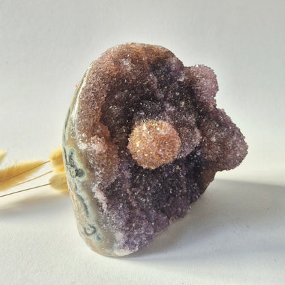 Amethist geode freeform 1657 gram met paarse druzy en bloemachtige kristalformaties