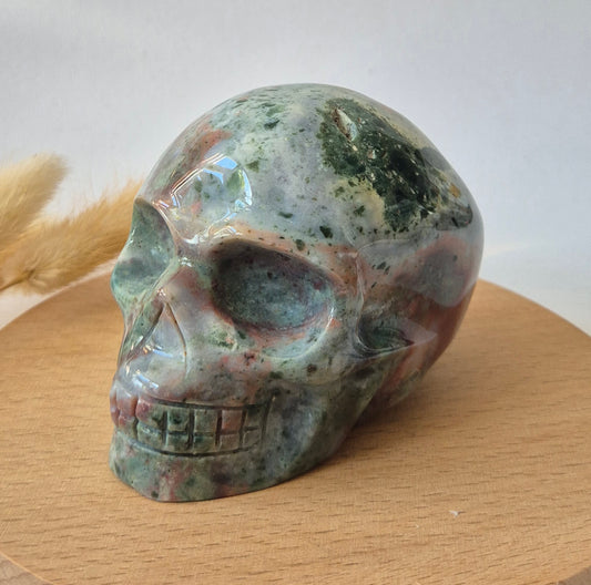 XL Ocean Jasper Skull  441g – 9 cm Edelsteen Schedel