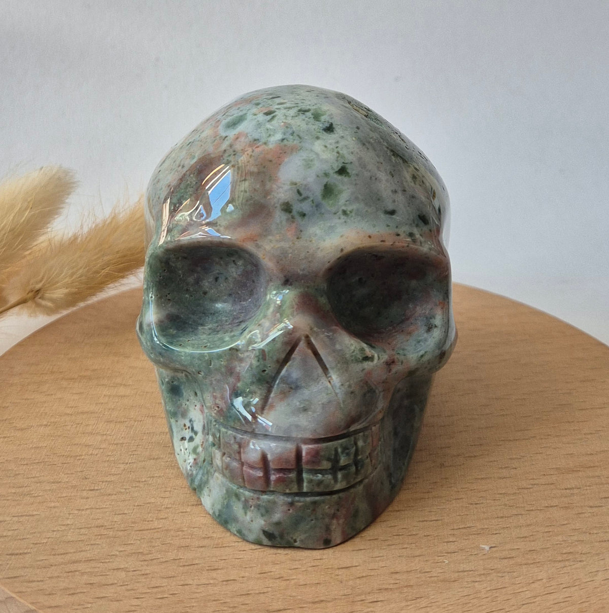 XL Ocean Jasper Skull  441g – 9 cm Edelsteen Schedel