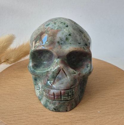 XL Ocean Jasper Skull  441g – 9 cm Edelsteen Schedel