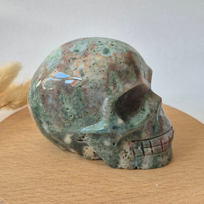 XL Ocean Jasper Skull  441g – 9 cm Edelsteen Schedel