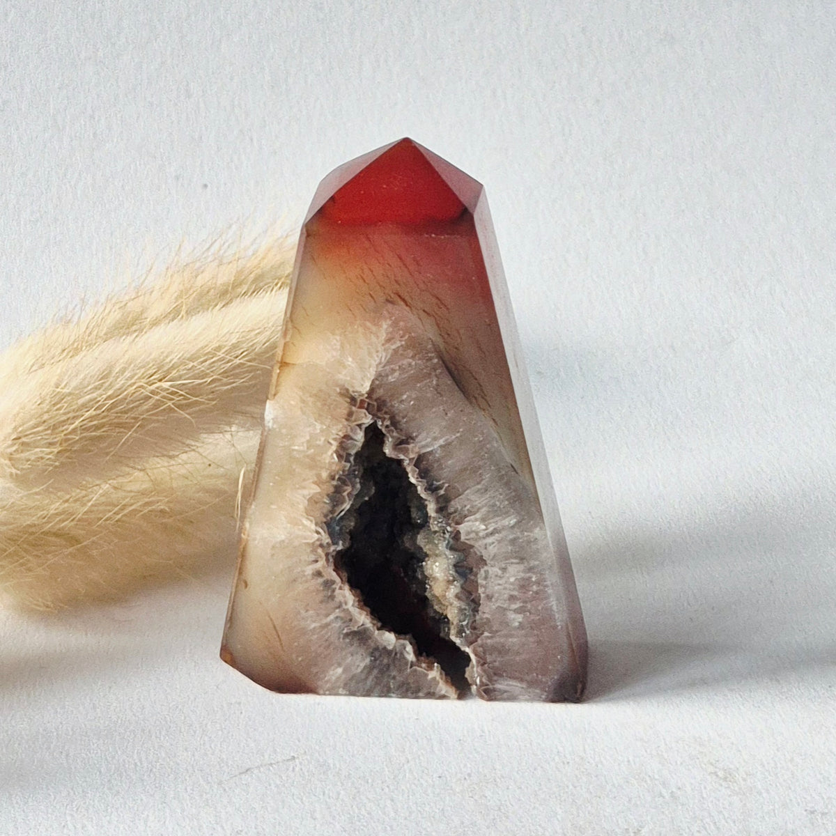 Gemstone Carnelian Druzy Heart on Stand #1 124g – Passion, Power &amp; Sparkling Energy
