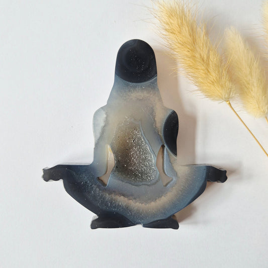 Druzy Agaat Meditatie Edelsteen Carving 10cm #12 -  Handgesneden vrouwelijke meditatievorm yoga