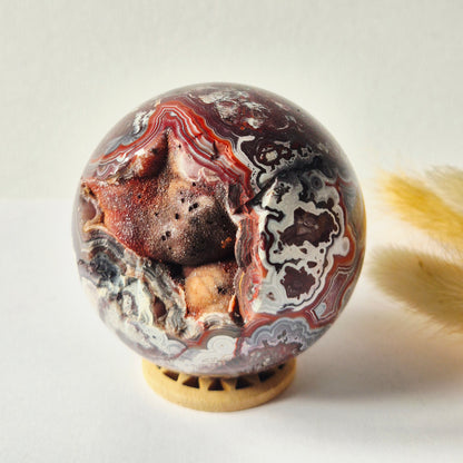 Kristallen Edelsteen Bol Druzy Crazy Mexican Agate sphere 66mm 300g