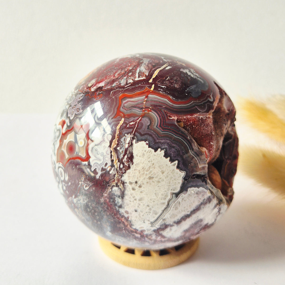 Kristallen Edelsteen Bol Druzy Crazy Mexican Agate sphere 66mm 300g