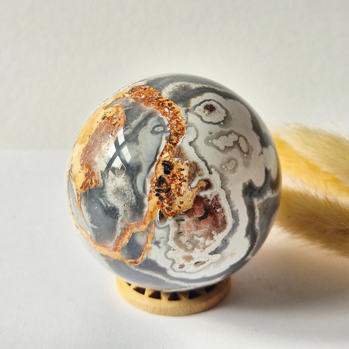 Kristallen Edelsteen Bol Druzy Crazy Mexican Agate sphere 66mm 300g