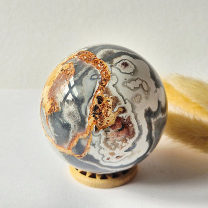 Kristallen Edelsteen Bol Druzy Crazy Mexican Agate sphere 66mm 300g