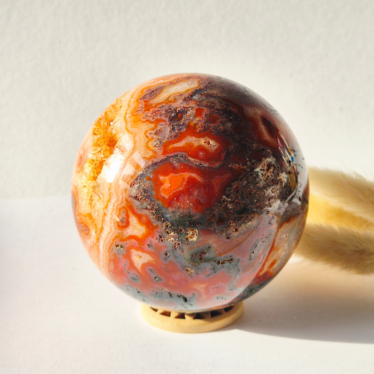 Rode Mosagaat Druzy Edelsteen Bol – 80 mm | 590 g