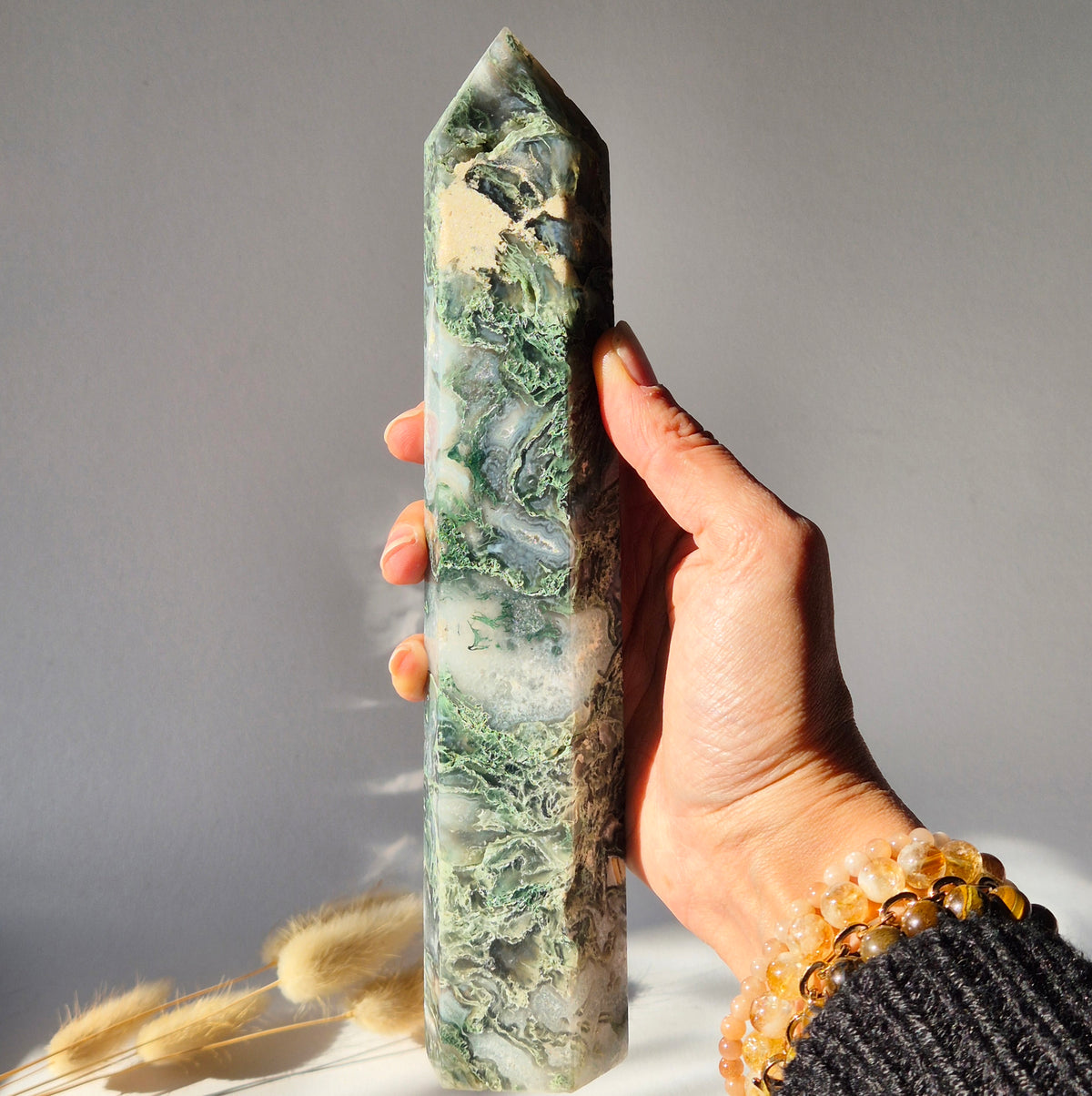 Gemstone Tiger Eye Scepter on Stand 15cm