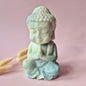 caribbean calcite buddha beeld blauw groen edelsteen meditatie decor 15 cm