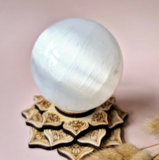 Kristall-Edelstein-Selenit-Kugel 80 mm – Für Frieden, Reinigung und reine Mondmagie