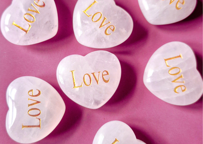 Wenskaart LOVE - Rozenkwarts Hart Edelsteen