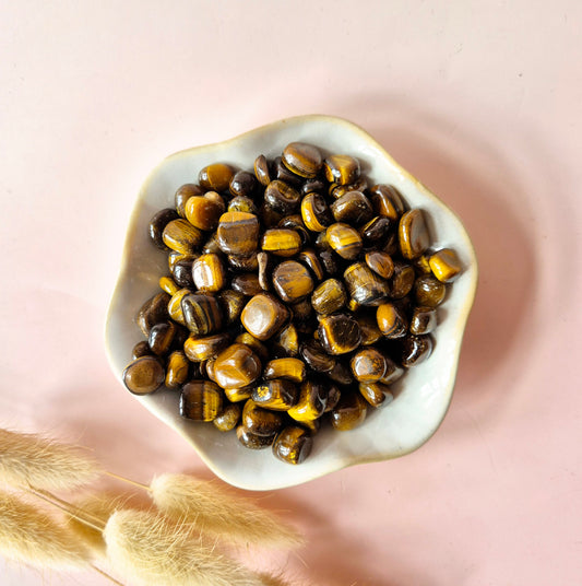 Beschermende tijgeroog chips. Ideaal voor kracht, focus en balans. Mooie goudbruine glans.