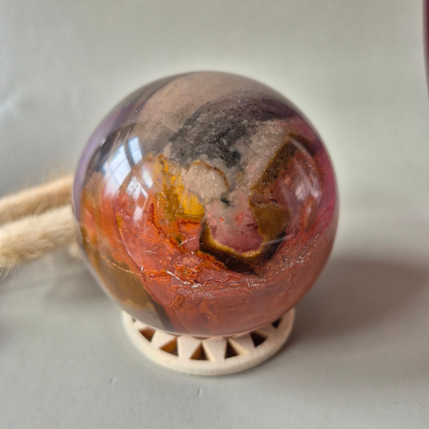 ocean jasper bol polychroom rood oranje edelsteen bol 78mm gepolijst