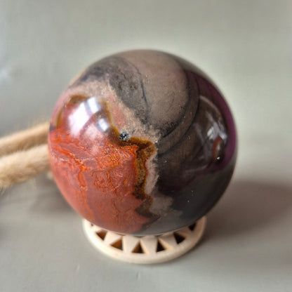 ocean jasper bol polychroom rood oranje edelsteen bol 78mm gepolijst