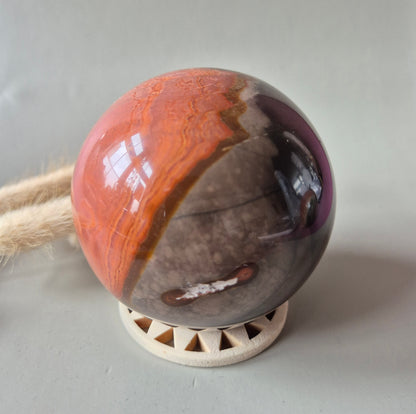 ocean jasper bol polychroom rood oranje edelsteen bol 78mm gepolijst