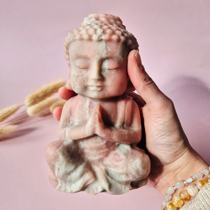 roze jade buddha beeld 15 cm meditatie liefde steen