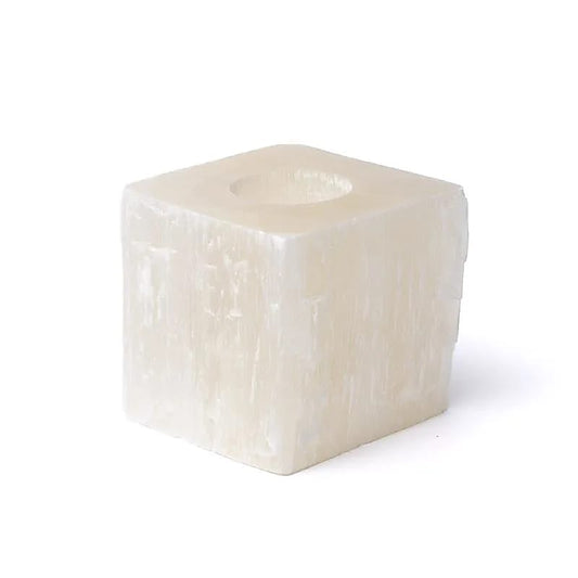 Edelsteen Seleniet Waxinelichthouder – 8–10 cm | ca. 2 kg | Zuiverende energie en serene sfeer kerst winter