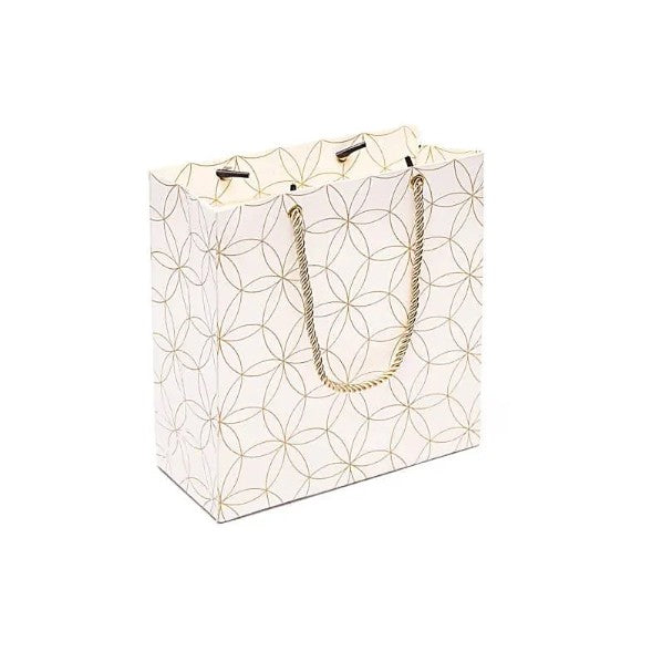 Cadeautasje wit gouden Bloem des Levens 20x25,5x8,5cm